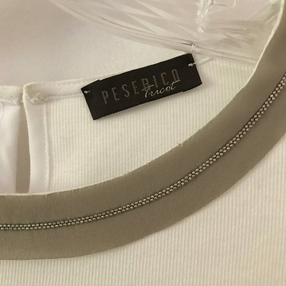 Peserico White Ribbed Knit Long Sleeve Top - Picture 2 of 6